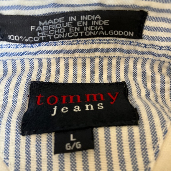 Tommy Jeans Cropped Cotton White Oxford Blouse - Size Large - Picture 7 of 8